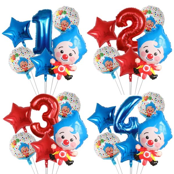 6pcs/conjunto Plim Clown Foil Balões de hélio Red Balls