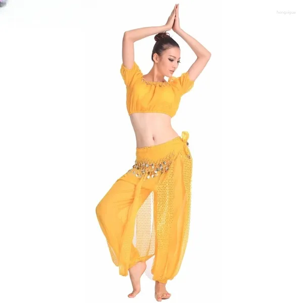 Bühne Wear Women Sexy Belly Dance Kostüme Set Performance Indien Professionelle ägyptische Sari orientalische Bra Hosen