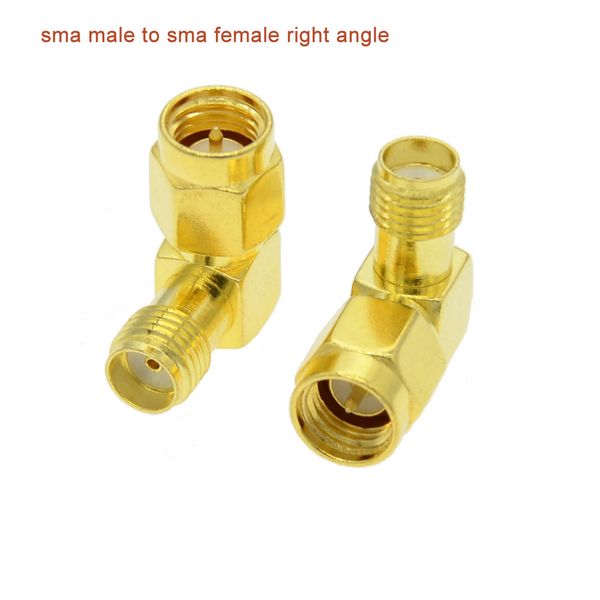 2 PCs / lote SMA para SMA Connector 90 graus ângulo reto SMA Male para fêmea adaptadora para a antena Wi -Fi / FPV RF Conector