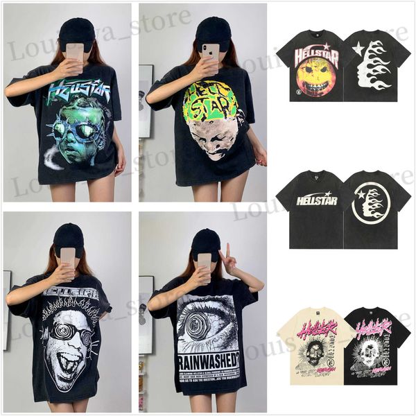 Mens Tshirts Hellstar Shirt Graphic Cirtle Mens Designer Roupas Hipster Tshirt Fabric strt Graffiti Lettering Foil