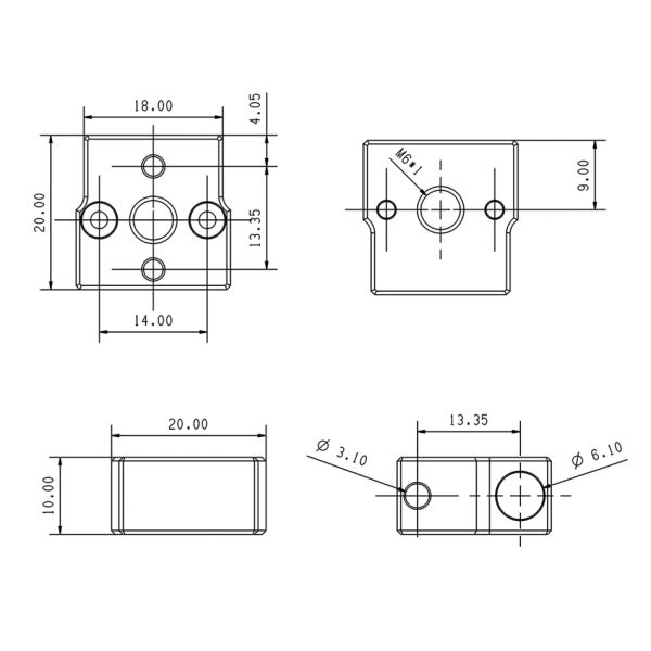 Kingroon CR6 SE Riscaldatore Blocca blocco di calore in alluminio in rame ad alta temperatura per crealità CR-6 SE/CR 6 MAX SE 3D stampante