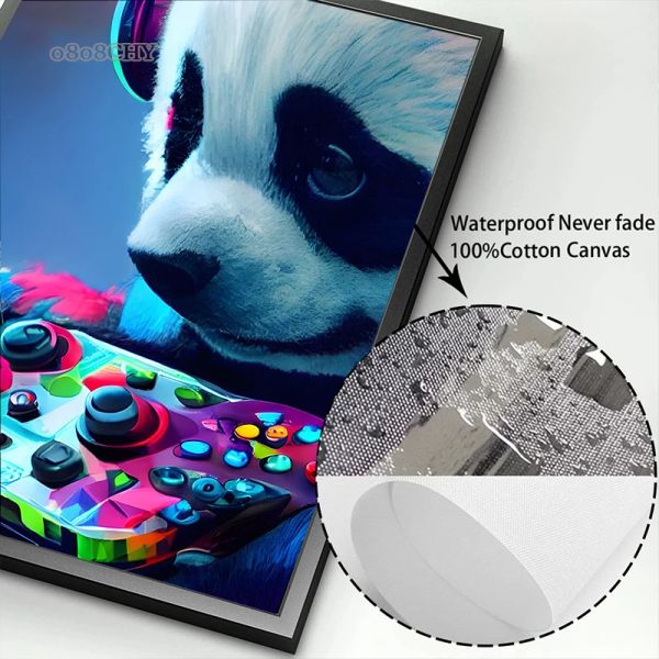 Controller di gioco colorato poster pop art e stampe giocatore Panda Game Hands Painting Cuadros Wall Art Boy Game Room Decor
