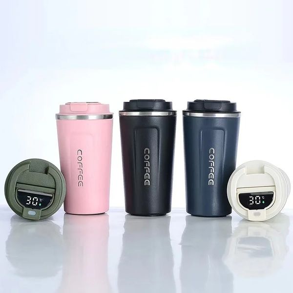 Edelstahl-Kaffeetasse Smart LED-Temperaturanzeige 380/510 ml Thermos Cafe Cup Tasse undcover isoliertes Teewasserflasche Reise