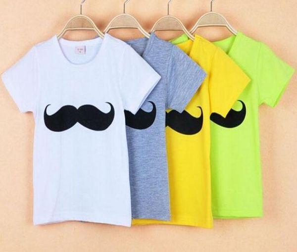 2015 s meninos de meninos bigode de manga curta Crew pescoço Camiseta crianças verão 4 cor de algodão Tshirt Children tshirt7661964