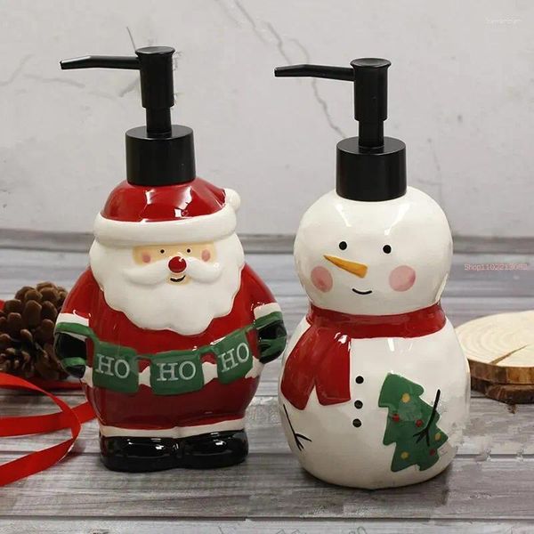 Dispensador de sabão líquido requintado banheiro à mão Painted fofo Papai Noel porcelana