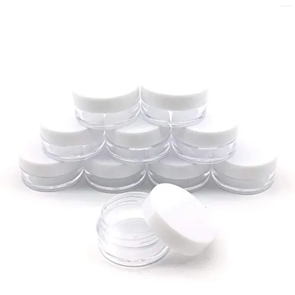 Distributore di sapone liquido 100/200/300pcs Sampione piccolo Jar contenitore trasparente vuoto con coperchio di coperchio custodie per la scatola di conservazione della capacità 3G cosmetica