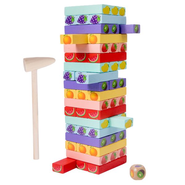 Holzgröße Blockspiel Stapelblöcke Tower Brettspiele Kinder Bausteine Setzen Sie Bildungsspielzeuge