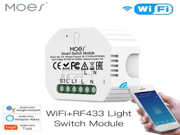 WiFi RF433 Controle remoto Módulo Smart Light Switch para Redefinir e Rocker Switches 1 Gang 12 Ways Multicontrol Association6163150