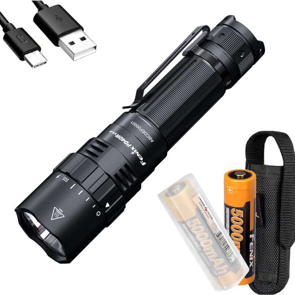 Fenix PD40R V3.0 High Lumen USB-C wiederaufladbare Taschenlampe 3000 Lumen mit zwei ARB-L21-5000 und LMENTAC-Organisator-Ultimate Lighting Bundle für Outdoor-Abenteuer