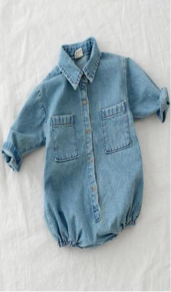 Autumn baby criança de manga longa colarinho jeans jeans Rompers infantil macacões infantis garotos meninas roupas de moda de moda de moda 2980054