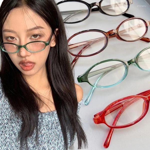 Güneş Gözlüğü 1-2 PCS Baharatlı Kızlar Y2K Çerçeve Cam Retro Küçük Oval Gözlükler Gözlük Dekorasyon Bilgisayar Okuma İş Anti-mavimsi gözlük gözlükleri