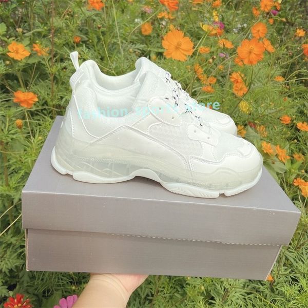 Triple S Clear Sohle lässige Schuhe Chunky Männer Frauen Sneaker grauer Regenbogen türkis leichter tan Beige graue Fluo Höhe Erhöhen Sie Vintage Herren Chaussures R6