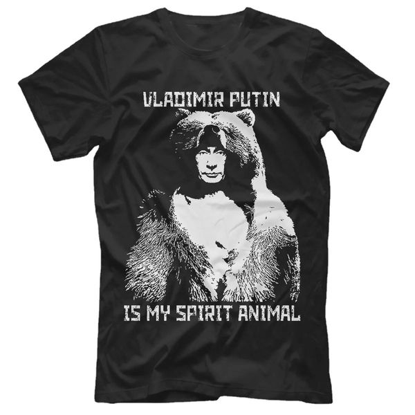 Vladimir putin é meu espírito animal presidente russo wise urso tshirt verão algodão oneck manga curta mass camiseta s3xl 240409