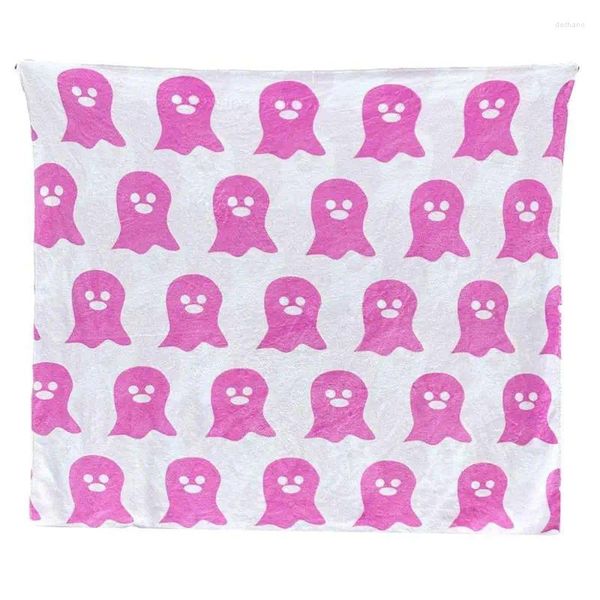 Одеяла Хэллоуин Розовый призрак одеяло, бросает бу -эстетический мягкий для комнаты для комнаты