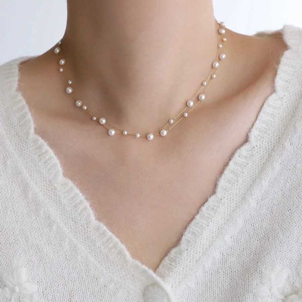 Anhänger Halsketten 316L Edelstahl Schöne Temperatur Perlenkette Halskette Damen wasserdichte Metall Halskette Schmuck Bijoux Geschenksquelle