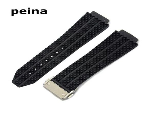 25mmx19mm Novos bandos de relógios masculinos Bandas de tira pneu Diver Silicone Rubber Watch Band Felt for Hub268S8883971