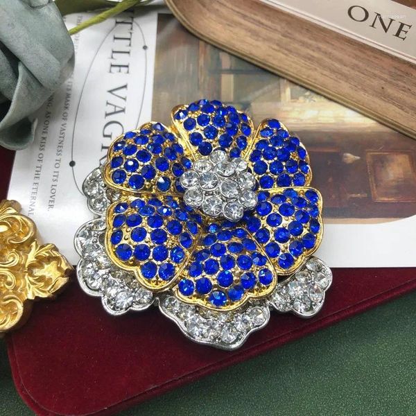 Broches Jóias medievais vintage Conjunto de jóias para mulheres Sapphire Flower Corsage Broche Lady's Declaração de noiva Acessórios para vestir