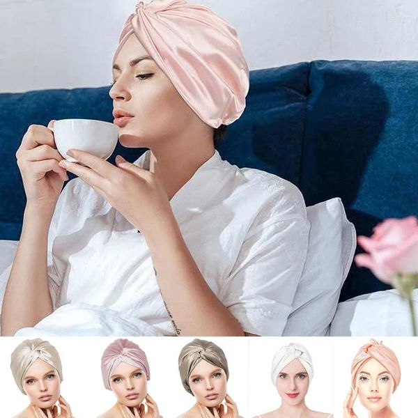 Beralar 1pc Mulberry Silk Bonnet İpeksi Saç Şakası Duş Kapağı Kıvırcık Satin Makyaj Bathroom Aksesuarları için İpek benzeri Uyku