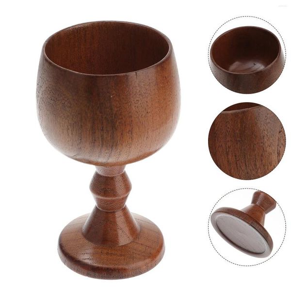 Weingläser Vintage Holzbecher Trinkbecher Wasser Kommunion Kälte Kitchenzubehör Geschenk für Getränke Champagner Brown