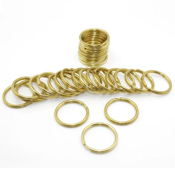 5pcs Solid Brass Split Rings Double Loop Keyring de 10-35mm Keychain Keys Hardware de couro Diy Craft Hardware