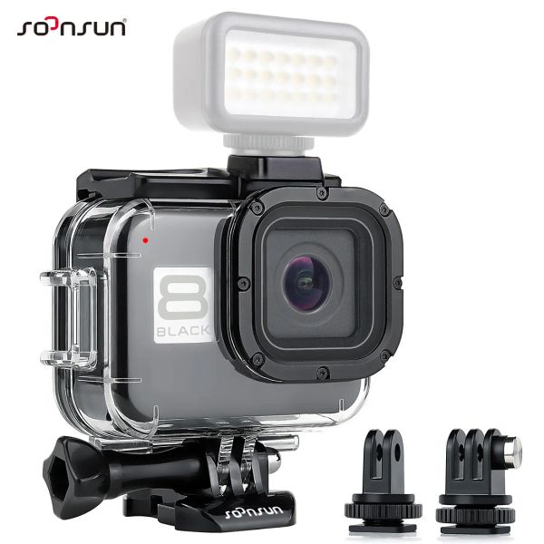 Telecamere Soonsun 60m Custodia per alloggi impermeabili per GoPro Hero 8 Black Shell Shell Protective Housing con scarpa fredda per Go Pro 8 Case