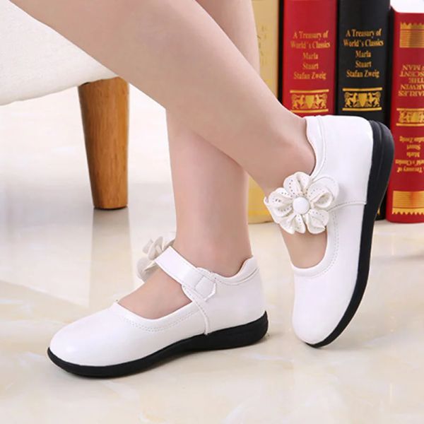 Turnschuhe echte Leder Girsl Schuhe weiße Brautschuhe Big Girls Prinzessin Schuh echte Leder Mary Janes Kinder Kinder Flat Schuhe Student Student