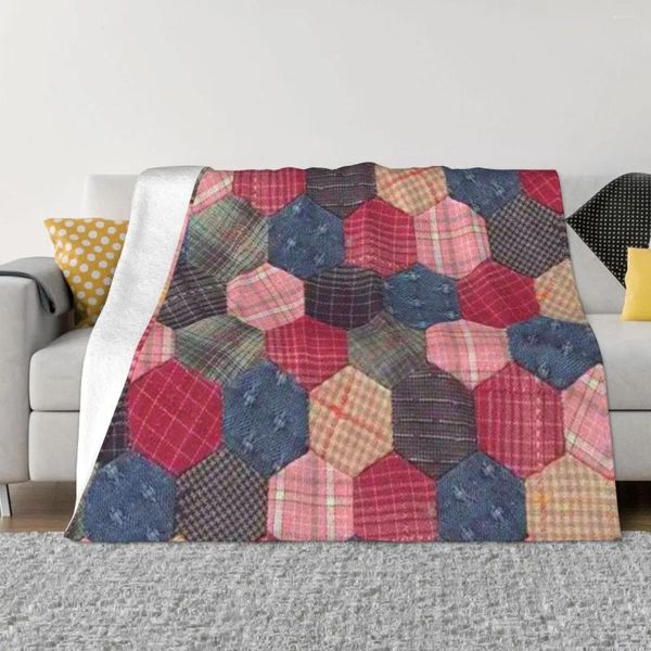 Decken Patchwork Sehr klassische ästhetische Decke Flanell Frühling Herbst Plaid Quilt warme Würfe für Winterbettwäsche