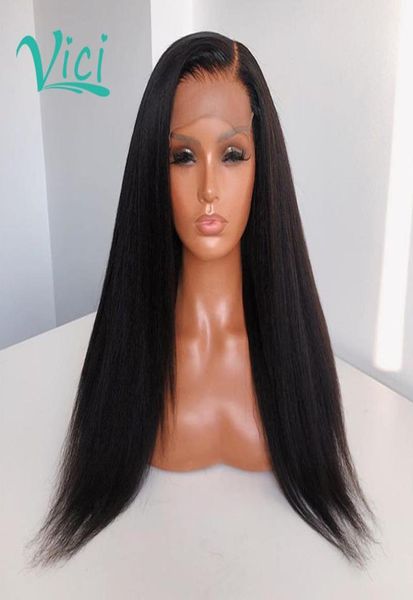 HD Lace Frontal Wig Kinky Perucas de renda transparentes retas com perucas dianteiras invisíveis com cabelos de bebê 150 Hair6578980