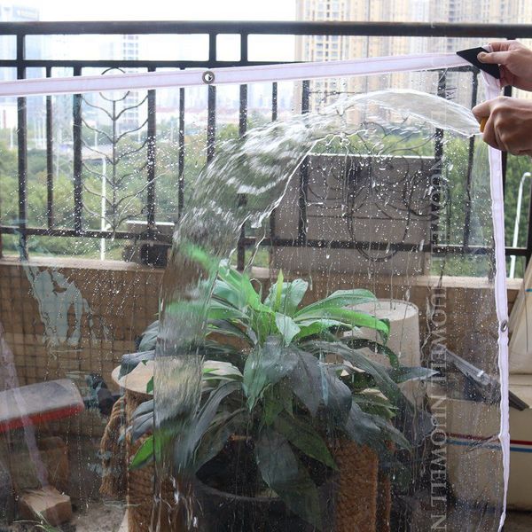 99,9% Transparente PVC Tarpaulin Cover Windows Balcony Vove à prova d'água à prova d'água do jardim de pano à prova de chuva da rede de pano transparente