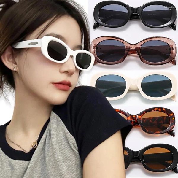 Sonnenbrille 2024 Frauen Retro Oval Rahmen kleine Sonnenbrillen vielseitige Mode Y2K Holiday Street Shooting Frauen