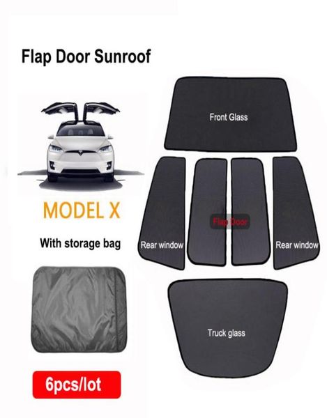 2021 Sfreno NET ombreggiata cieca per Tesla Model X Porta del lembo di vetro anteriore Tetto di parasole Sun Te cuove al sole UV protezione UV Sun Shade 7062359