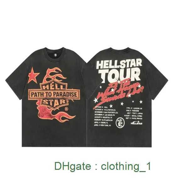 Shirt Hellstar Black Men T Women Designer Shirts New Tshirt American Trendy Brand Star Red Face Tee Hells Bones Skull Summer 100% Cotton Tshirt EB2K