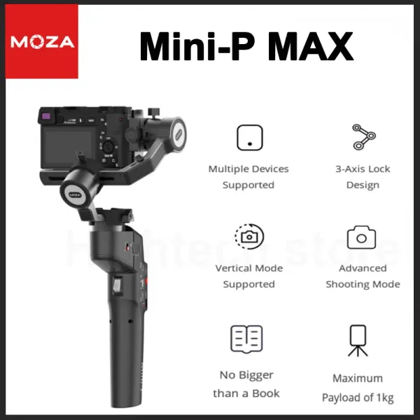 Gimbal Moza minip max 3axis stabilizzatore gimbal a tasca pieghevole per GoPro/smartphone/fotocamere Action/Light Mirrorless