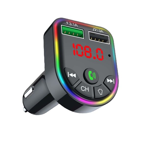 Araba mp3 çalar Bluetooth 5.0 FM Kablosuz El Handfree Kit 3.1a F5 F6 Vericiler RGB Ortam Işığı