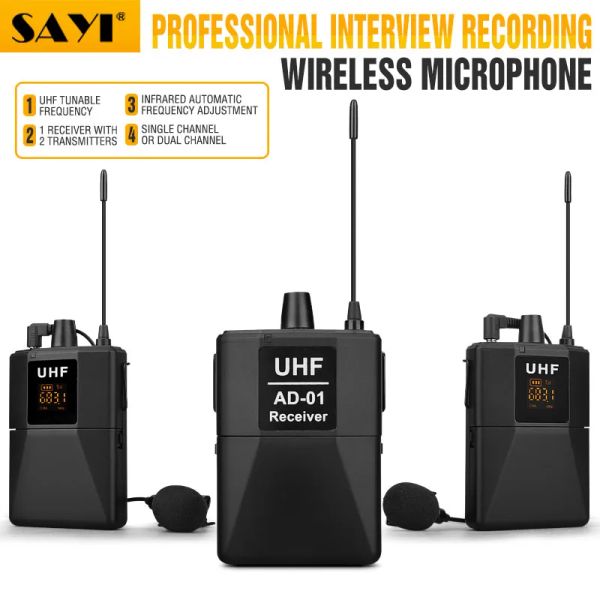 Микрофоны SAYI WM02 30 каналов DSLR Camera Phone UHF Беспроводная беспроводная система лавальер микрофона до 50 м для интервью