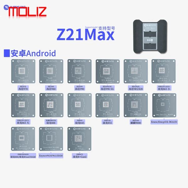 Mijing Z21 Max A8 ~ A17 CPU Recorrendo plataforma de estêncil para iPhone 6-15Pro Max Android Phone IC Chip Planting Tin Modelture