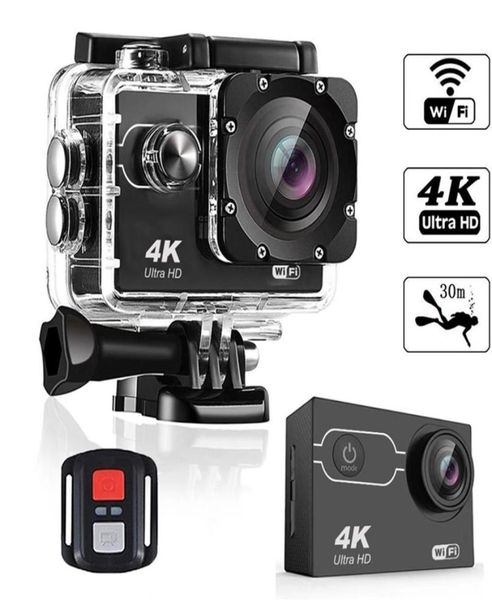 Câmera de ação Ultra HD 4K 30FPS 30m Impermeável 2 Tela 1080p 16mp Controle remoto Sport WiFi Câmera Extreme HD Capacete de Capacete CA2173529