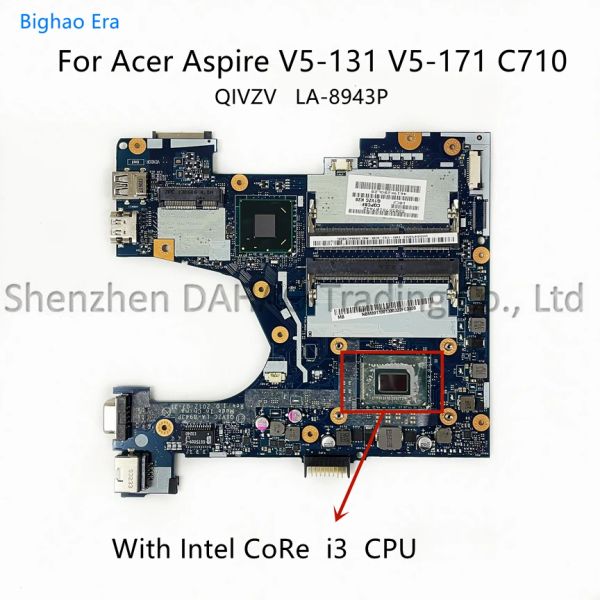 Q1VZC LA-8941P LA-8943P PARA ACER ASPIRE C710 V5-131 V5-171 Laptop Placa-mãe com Intel 1017U I3 I5-3317U CPU DDR3 100%