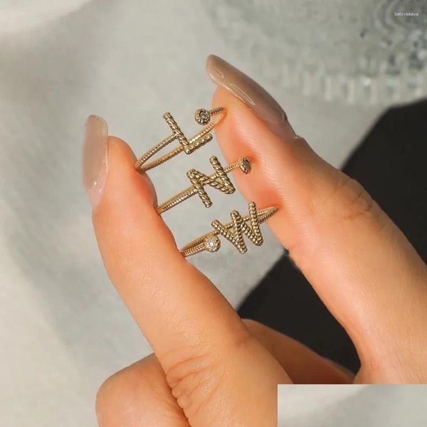 Кластерные кольца Twist a-z 26 буквенного кольца для женщин. Первоначальное название Crystal регулируемое золото-цветовое украшение модные украшения оптом Kar167 d otpam