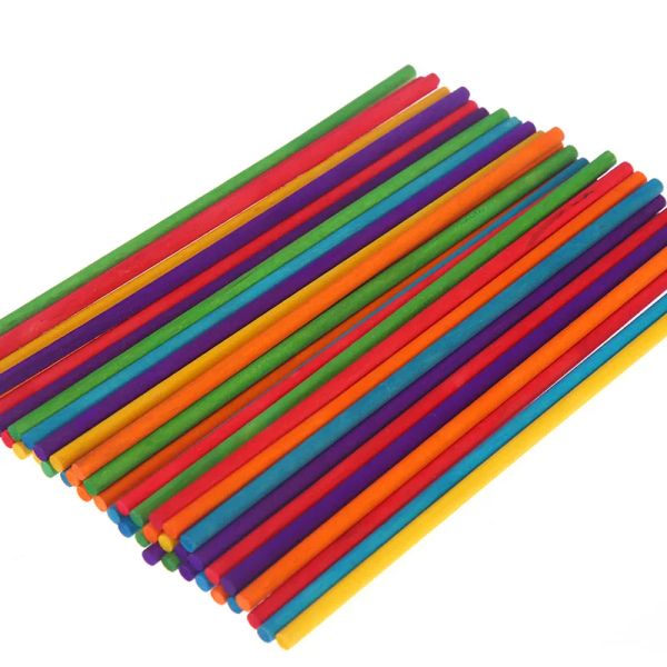 50/100pcs Buntes Holz Lollipop Stick Schokolade Zucker Süßigkeiten Lollipop Formwerkzeug Eisstangen Handarbeit Kunsthandwerk Kuchen -Werkzeuge