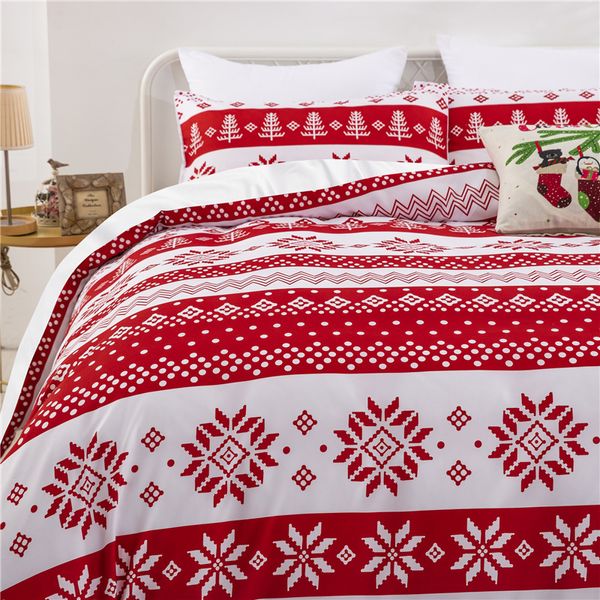 Conjunto de cama de Natal Double Queen King Red Snowflake Tree Floral Twin Full Full Duvet Capa Conjunto infantil Infantil Adulto Ano Novo Presente