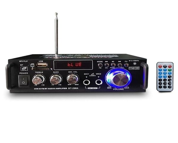 12V220V BT298A 2CH ЖК -дисплей Digital Hifi Audio Stereo Power усилитель BluetoothCompatible FM Radio Car с дистанционным управлением 22106392