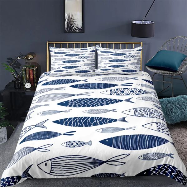 Luxury 3D Lucky Fish Print Home Copriva del piumone Pillowcase Set di biancheria da letto per bambini Queen e King US/US/AU/UK Dimensioni