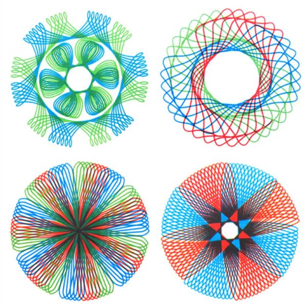 Disegni ruote di ingranaggi ad interblocco, disegna giocattoli educativi New Spirograph Deluxe Set Design Set Draw Spiral