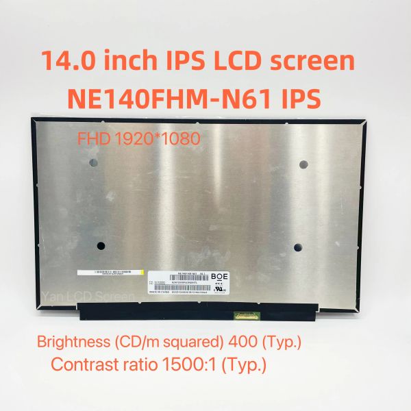 Tela 14.0 Laptop IPS LCD Screen NE140FHMN61 para Lenovo ThinkPad X1 Carbono 7th 8th Gen T490 T495S T14 Gen1 400nit 1920x1080 30pin EDP