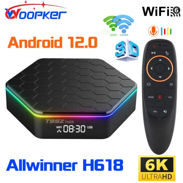 Box Woopker T95Z Plus Smart TV Box AllWinner H618 6K Android 12.0 2,4G 5G Dual WiFi6 BT5.0 Media Player 4GB 64B SET Top Top