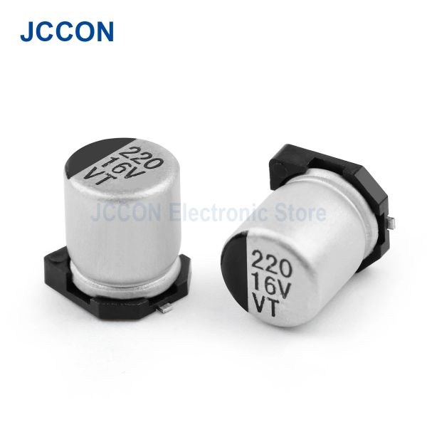 50pcs JCCON SMD Capacitor eletrolítico de alumínio 6,3V 10V 16V 25V 35V 50V 100V 0,47UF 1UF 10UF 22UF 68UF 100UF 220UF 470UF 1000UF