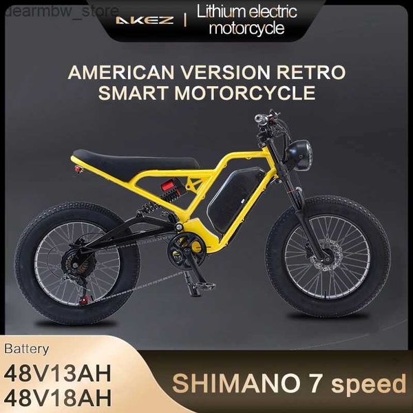 Bikes Akez Ectric Bicycs Frame di alluminio 48V 1500W Retro Retro Ebike Freno idraulico Ectric Motorcyc L48