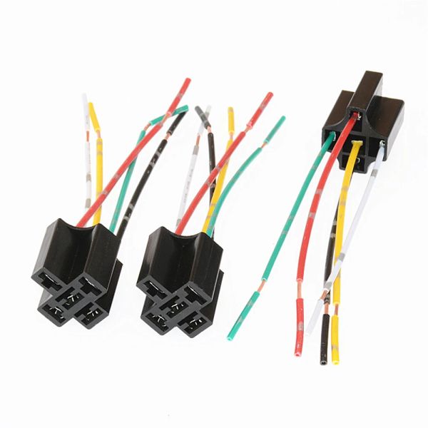 1pcs Ön kablolu 5 Pin Rölesi Montaj Taban Soket Tutucu 12V 40A Hat Uzunluğu Su geçirmez Otomotiv Röle Anahtar Soketi