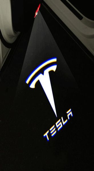 2pcs Tesla Model S 3 X Y Logo Logo Emblema Emblema Light Ultimo aggiornamento per auto non fade Proiettore di benvenuto Laser Ghost Shadow Lamp8713486